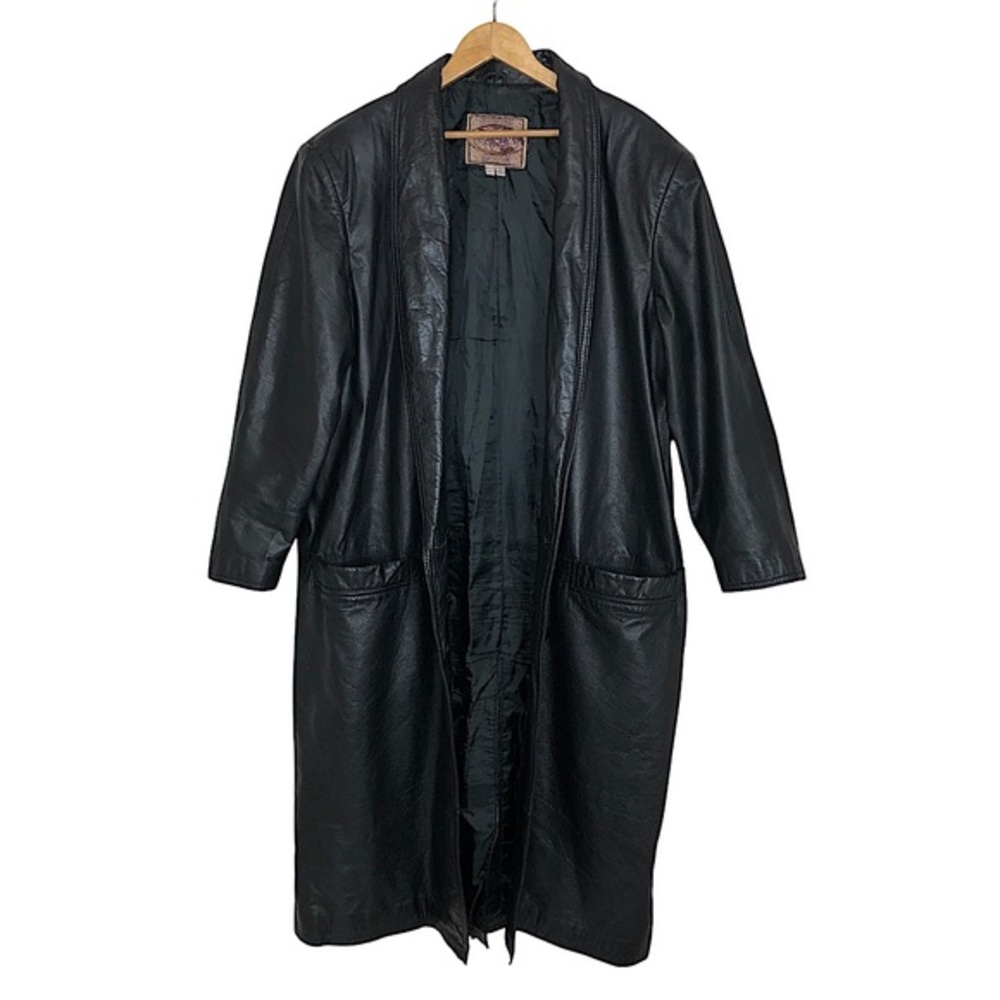 Vintage International Leather Collection Women’s Black Buttoned Trench Coat LP